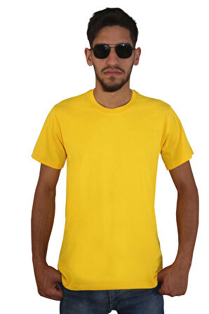Erkek %100 Pamuklu Bisiklet Yaka T-shirt
