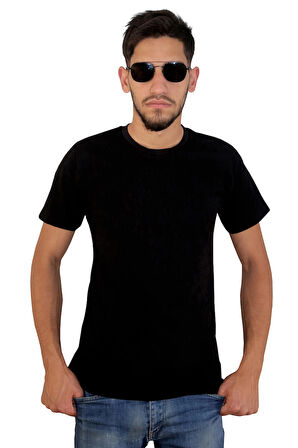 Erkek %100 Pamuklu Bisiklet Yaka T-shirt