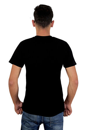 Erkek %100 Pamuklu Bisiklet Yaka T-shirt