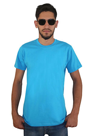 Erkek %100 Pamuklu Bisiklet Yaka T-shirt