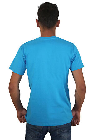 Erkek %100 Pamuklu Bisiklet Yaka T-shirt