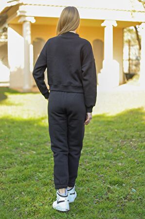 Hakim Yaka Rahat Günlük Eşofman Takımı Yüksek Kalite Saks