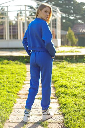 Hakim Yaka Rahat Günlük Eşofman Takımı Yüksek Kalite Saks