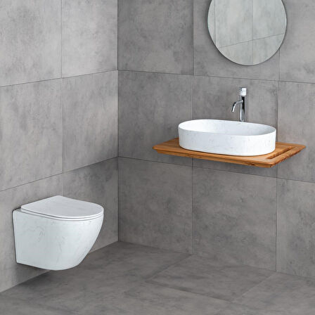 LENA TEZGAHÜSTÜ LAVABO (MAT BEYAZ MERMER) E-W1202M8