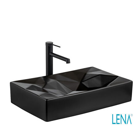 LENA TEZGAHÜSTÜ LAVABO E-W2000MS MAT SİYAH