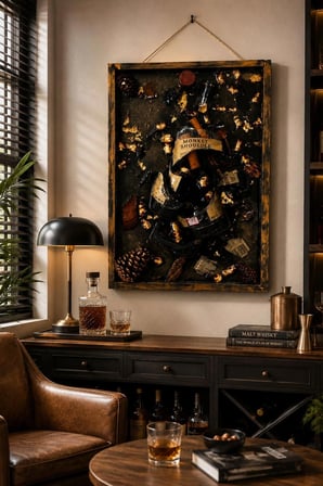 Monkey Shoulder Şişeli Epoksi Sanat Tablosu – El Yapımı Premium Duvar Dekoru