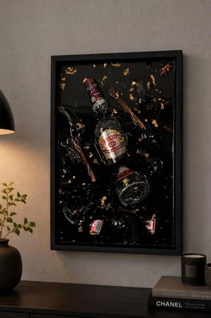 Chivas Regal 12 Kırık Şişe Epoksi Tablo | Premium Bar ve Salon Dekoru