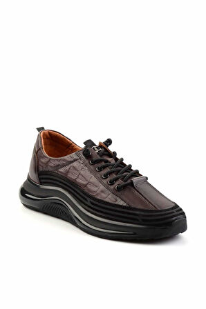 Kahve Hakiki Deri Erkek Sneaker E01018240203