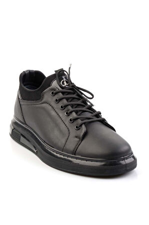 Siyah Hakiki Deri Erkek Sneaker E01018198303