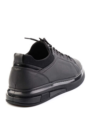 Siyah Hakiki Deri Erkek Sneaker E01018198303