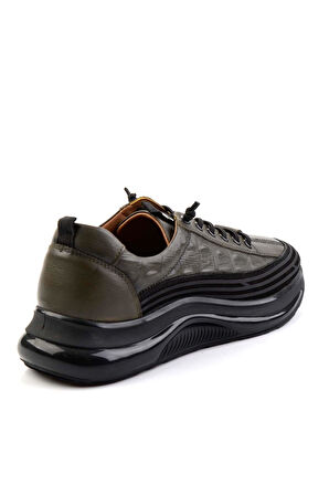 Haki Hakiki Deri Erkek Sneaker E01018240203