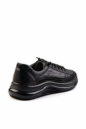 Siyah Hakiki Deri Erkek Sneaker E01018240203