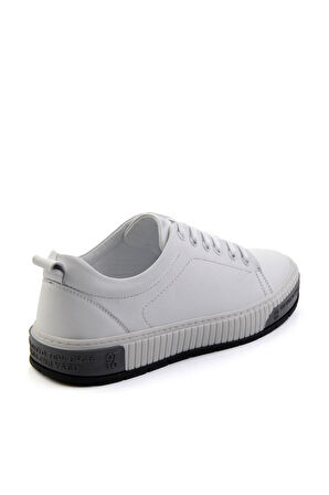 Beyaz Hakiki Deri Erkek Sneaker E01018033443
