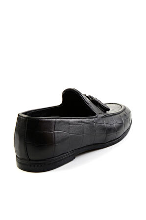 Siyah Hakiki Deri Erkek Klasik Ayakkabı E01054164511