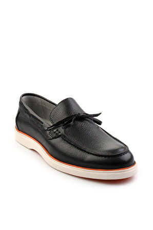 Siyah Leather Erkek Loafer Ayakkabı E01054182440