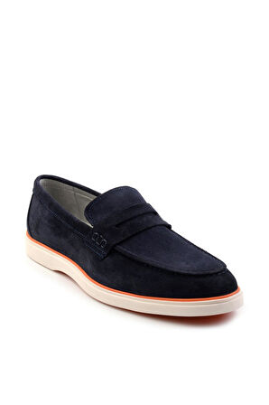 Lacivert Hakiki Deri Erkek Loafer Ayakkabı E01054184802