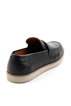 Siyah Hakiki Deri Erkek Loafer Ayakkabı E01054171341