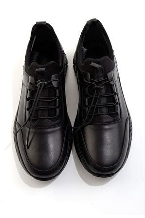 Siyah Hakiki Deri Erkek Casual Ayakkabı E01076198443