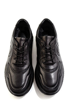 Siyah Hakiki Deri Erkek Casual Ayakkabı E01076250043