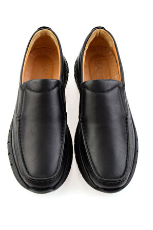 Siyah Hakiki Deri Erkek Casual Ayakkabı E01076380843