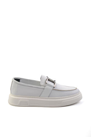 Beyaz Leather Erkek Loafer Ayakkabı E01080208803