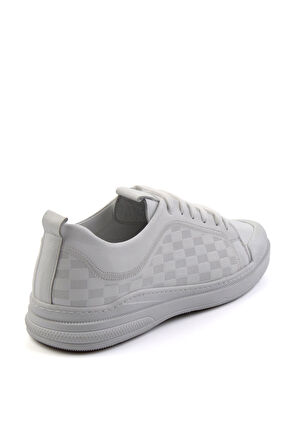 Beyaz Hakiki Deri Erkek Sneaker E01084240703