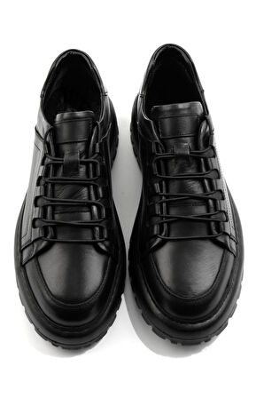 Siyah Hakiki Deri Erkek Casual Ayakkabı E01080218603