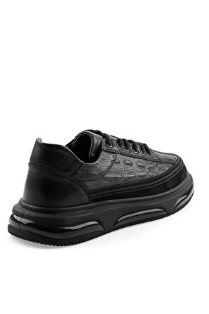 Siyah Hakiki Deri Erkek Sneaker E01080219003