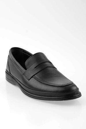 Siyah Hakiki Deri Erkek Loafer Ayakkabı E01081002803