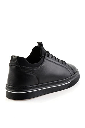 Siyah Hakiki Deri Erkek Sneaker E01082000603