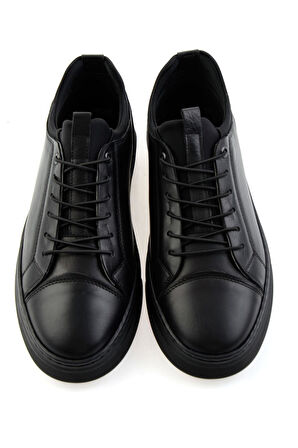 Siyah Hakiki Deri Erkek Sneaker E01082000603