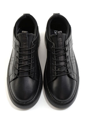 Siyah Hakiki Deri Erkek Sneaker E01082010403