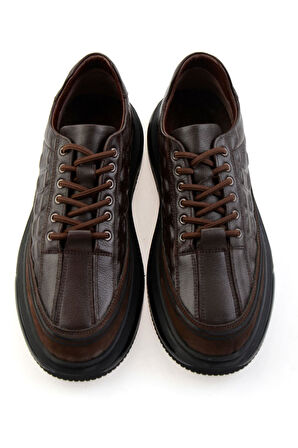 Kahve Hakiki Deri Erkek Sneaker E01080219003