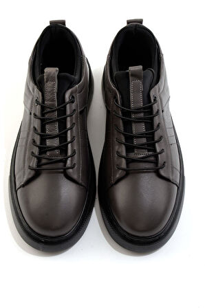 Gri Hakiki Deri Erkek Sneaker E01082010403
