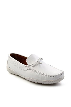 Beyaz Hakiki Deri Erkek Loafer Ayakkabı E01082020143