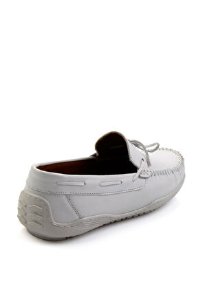 Beyaz Hakiki Deri Erkek Loafer Ayakkabı E01082020143