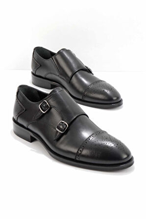 Siyah Hakiki Deri Erkek Klasik Ayakkabı E01191303903