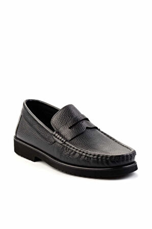 Siyah Hakiki Deri Erkek Loafer Ayakkabı E01194032340