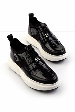 Siyah Siyah Hakiki Deri Erkek Sneaker E01194010203