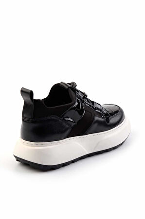 Siyah Siyah Hakiki Deri Erkek Sneaker E01194010203