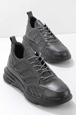 Gri Hakiki Deri Erkek Sneaker E01200200303