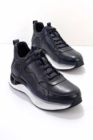 Lacivert Hakiki Deri Erkek Sneaker E01307243903