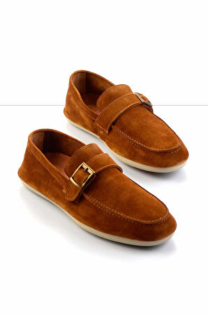 Taba Süet Hakiki Deri Erkek Loafer Ayakkabı E01304406502