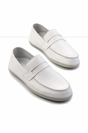 Beyaz Leather Erkek Loafer Ayakkabı E01304406643