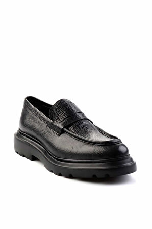Siyah Leather Erkek Loafer Ayakkabı E01310113240
