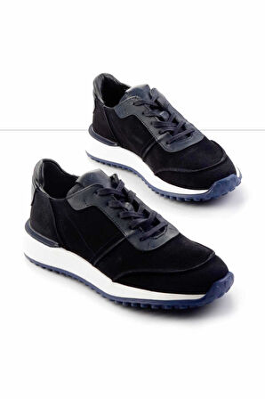 Lacivert Süet Hakiki Deri Erkek Sneaker E01310110402