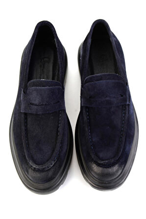Lacivert Hakiki Deri Erkek Loafer Ayakkabı E01310113202