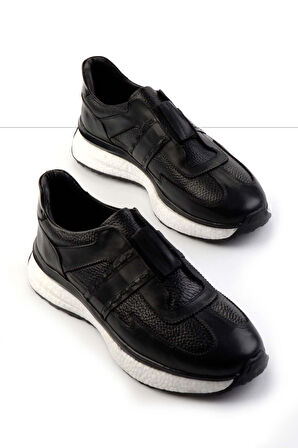 Siyah Hakiki Deri Erkek Sneaker E01310116041