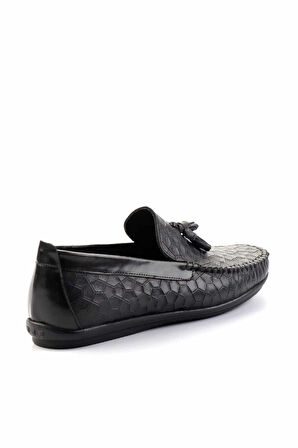 Siyah Hakiki Deri Erkek Loafer Ayakkabı E01323120003