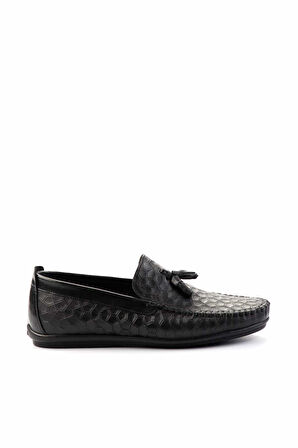 Siyah Hakiki Deri Erkek Loafer Ayakkabı E01323120003